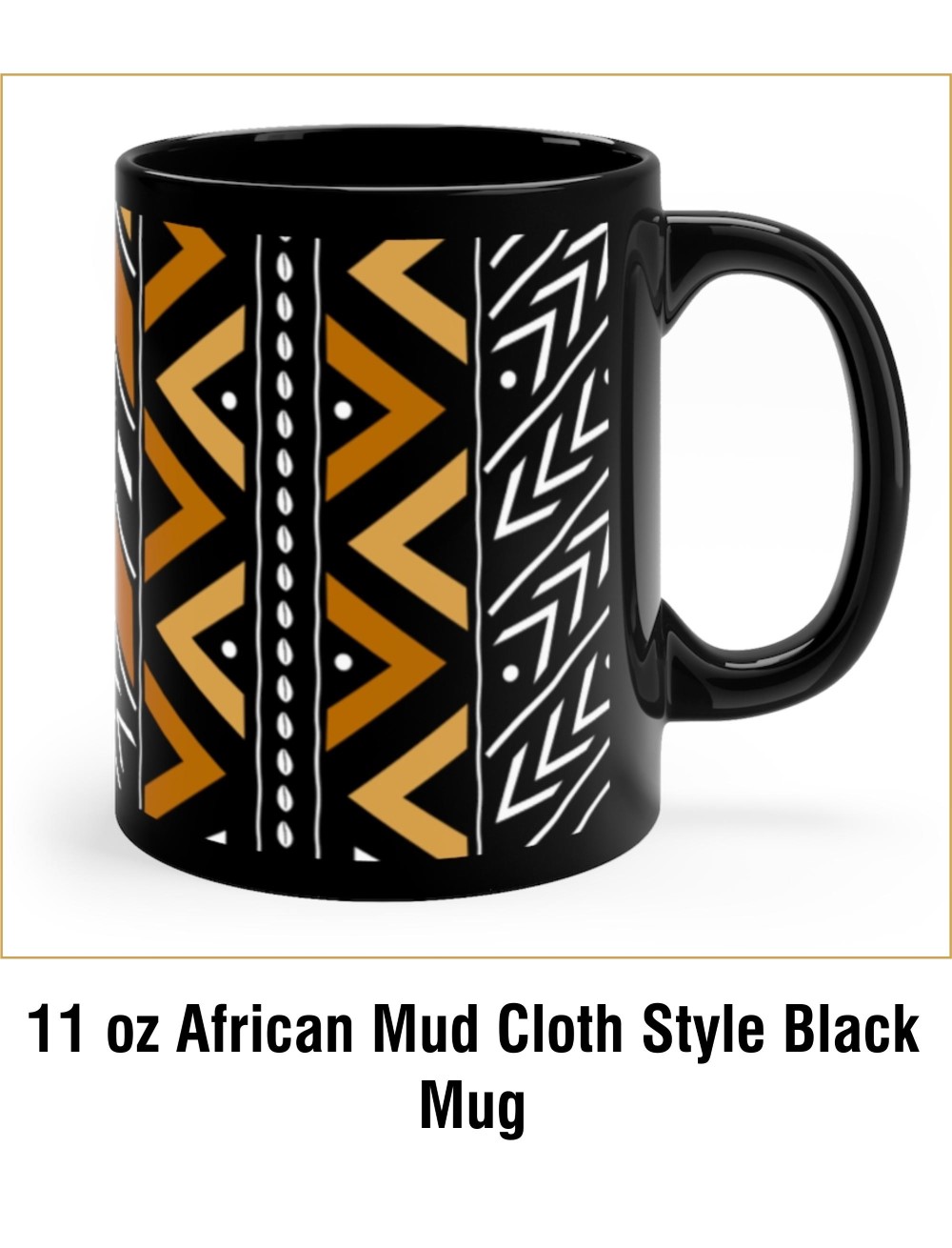 11 oz African Mud Cloth Style Black Mug